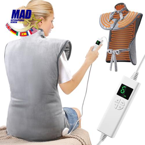 #VerdientProvisionen<br>Heizkissen für Rücken Schulter Nacken 61x94cm Heizkissen mit Abschaltautomatik Schnelle Erwärmung mit 4-Stunden-Timer und 6 Heizstufen Flanellmaterial Waschbar Wärmekissen Elektrisch